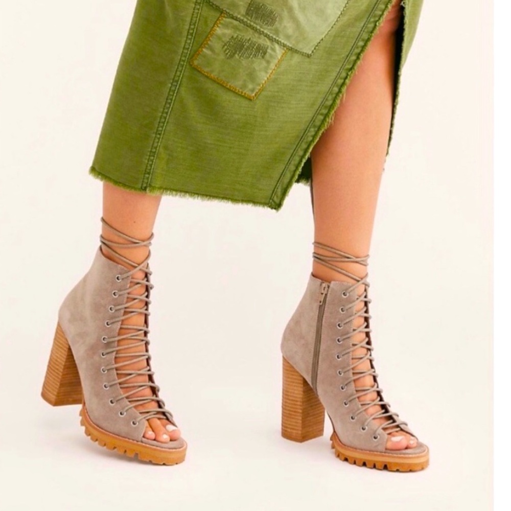 Free People X Jeffery Campbell Palermo Boots Grey Suede Size 8.5